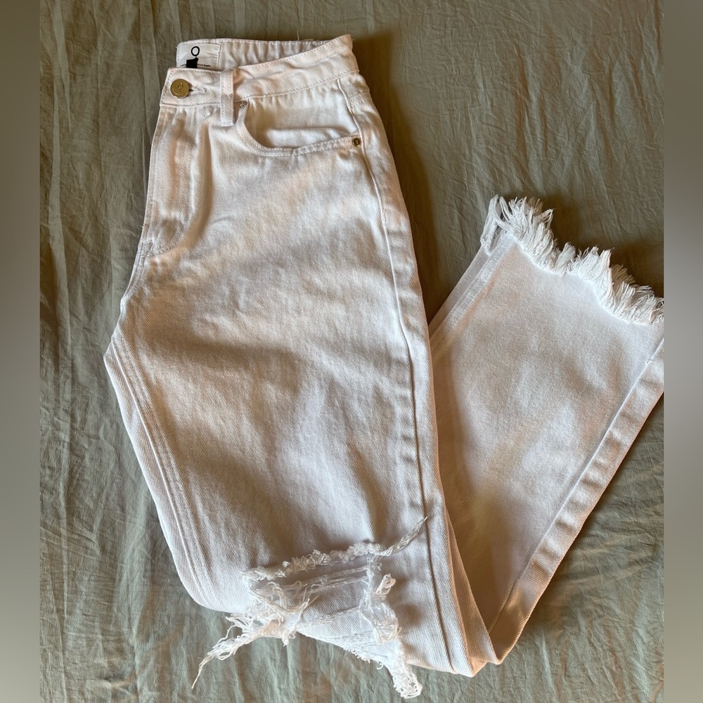 White Distressed Fringe Capris | Insane Gene | Never Worn